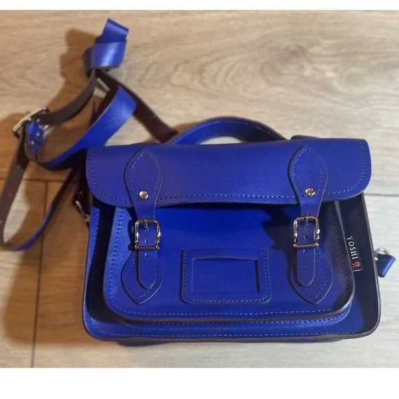 Cobalt Blue Women's Satchel with Top Handle and Crossbody Strap - Picture 2 of 7